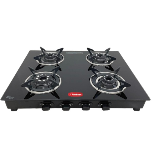 4 Burner Black Glass Top Gas Stove