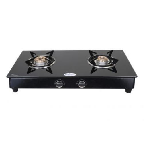 2 Burner Black Glass Top Gas Stove